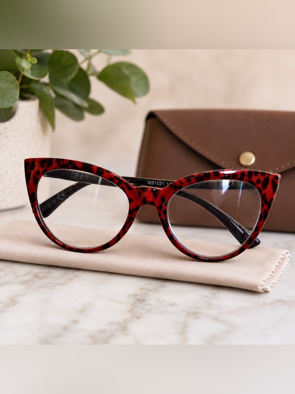 Betsey Johnson Women's Cat-Eye Reading Glasses- Red Tortoise
